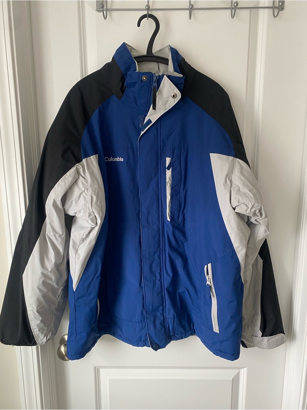 COLUMBIA DOUBLE WHAMMY WATER RESISTANT FULL ZIP SKI JACKET BLUE Black White M